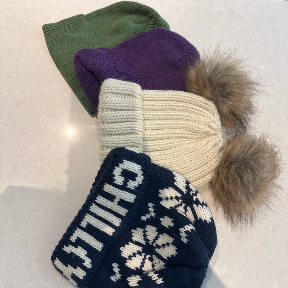 Aerie Green and Purple Knit Hat Accessories